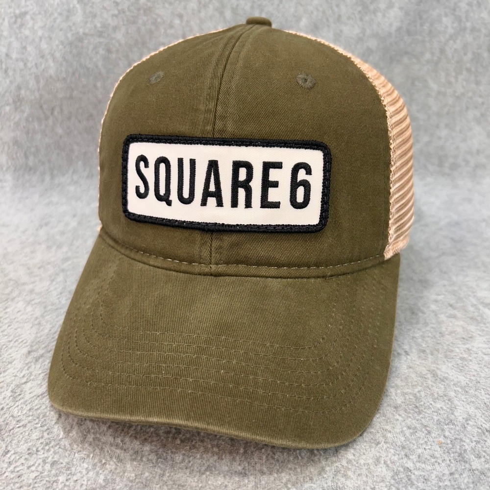 Square 6 Mens Green Outdoor Cap Trucker Hat Mesh Snapback Adjustable OSFM